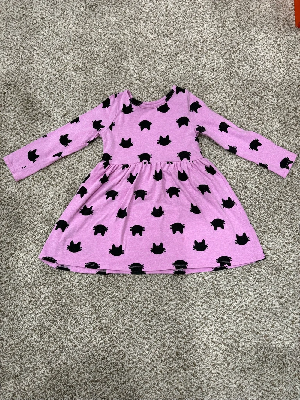 Cat & Jack Lavender Pink Long-Sleeve Cat Dress - Picture 1 of 2